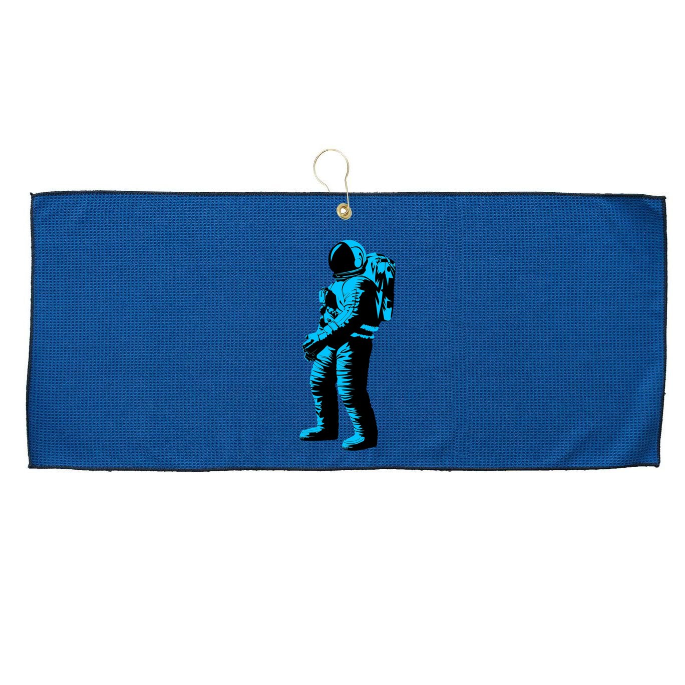 Blue Retro Space Astronaut Large Microfiber Waffle Golf Towel