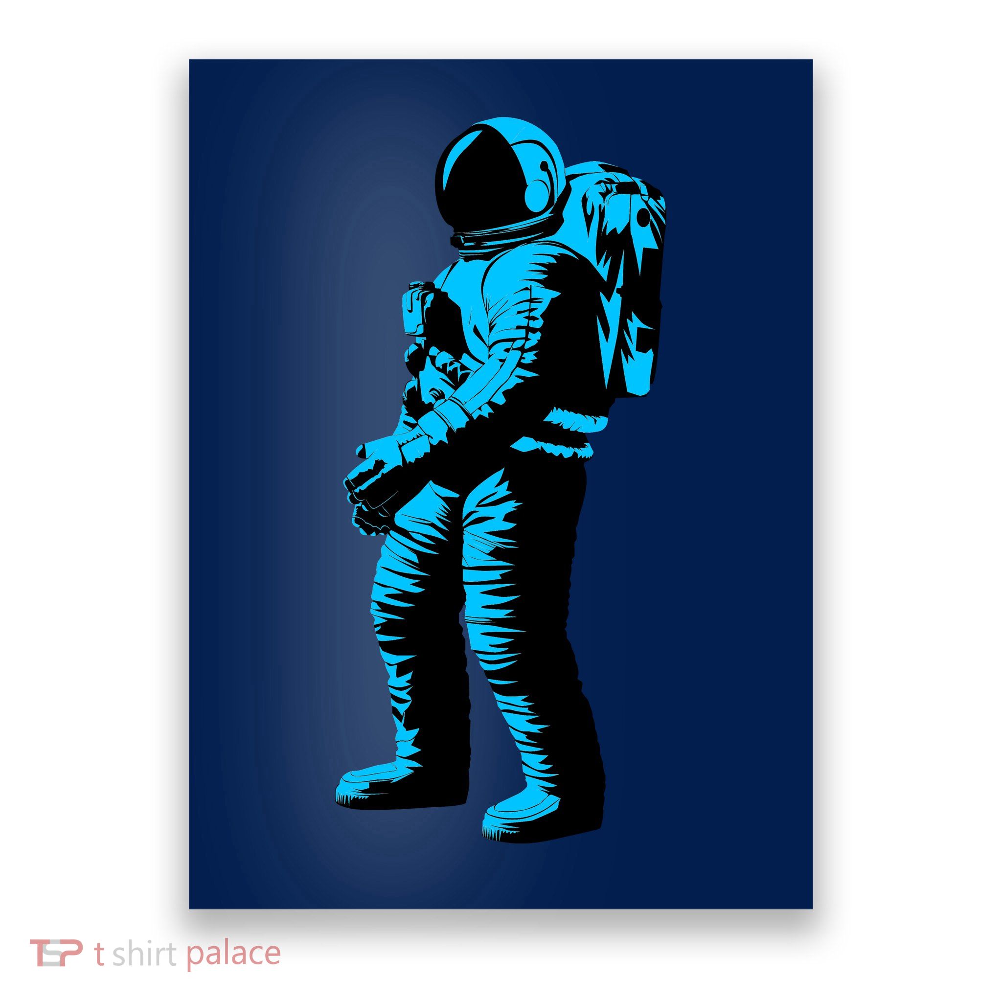 Blue Retro Space Astronaut Poster