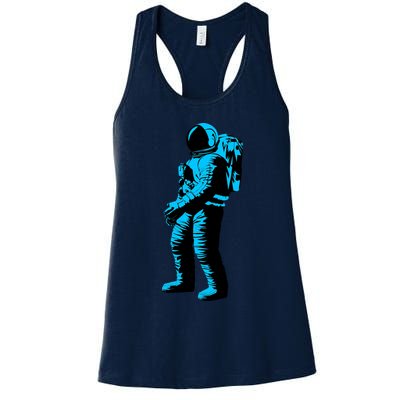 Blue Retro Space Astronaut Womens Tank Top