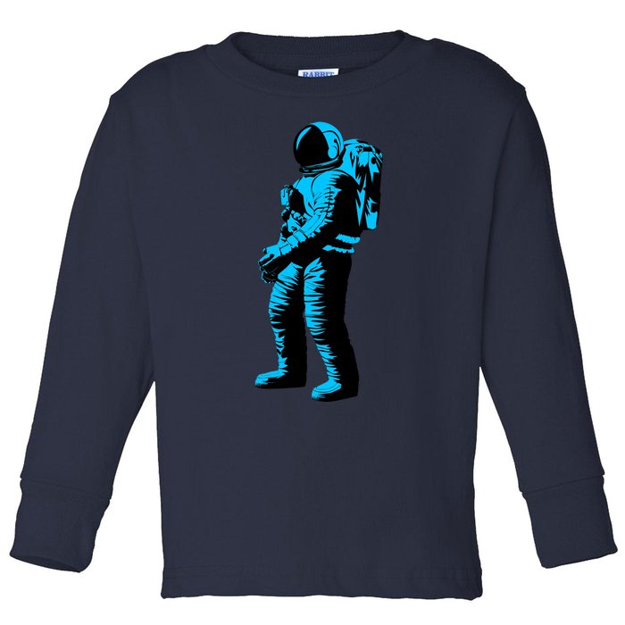 Blue Retro Space Astronaut Toddler Long Sleeve Shirt