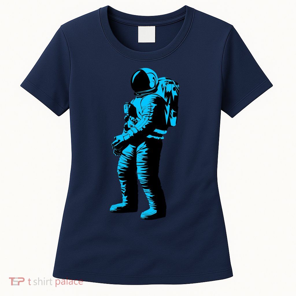 Blue Retro Space Astronaut Womens T-Shirt