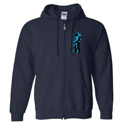 Blue Retro Space Astronaut Full Zip Hoodie