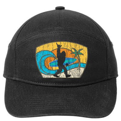 Bigfoot Retro Surfing Gift For Shaka Aloha Surfer Dude 7-Panel Snapback Hat