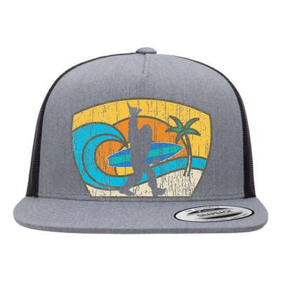 Bigfoot Retro Surfing Gift For Shaka Aloha Surfer Dude Flat Bill Trucker Hat