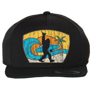 Bigfoot Retro Surfing Gift For Shaka Aloha Surfer Dude Wool Snapback Cap