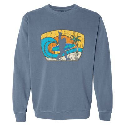 Bigfoot Retro Surfing Gift For Shaka Aloha Surfer Dude Garment-Dyed Sweatshirt