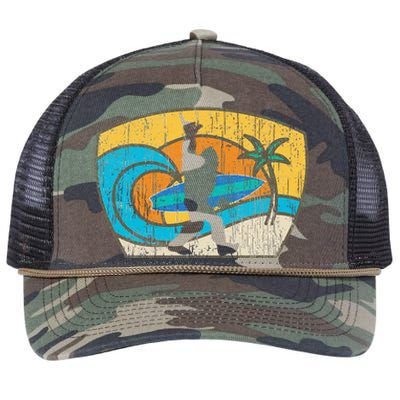 Bigfoot Retro Surfing Gift For Shaka Aloha Surfer Dude Retro Rope Trucker Hat Cap