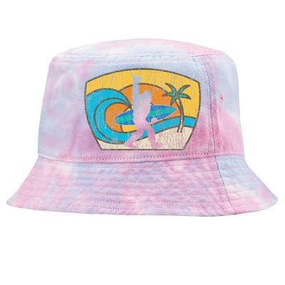 Bigfoot Retro Surfing Gift For Shaka Aloha Surfer Dude Tie-Dyed Bucket Hat