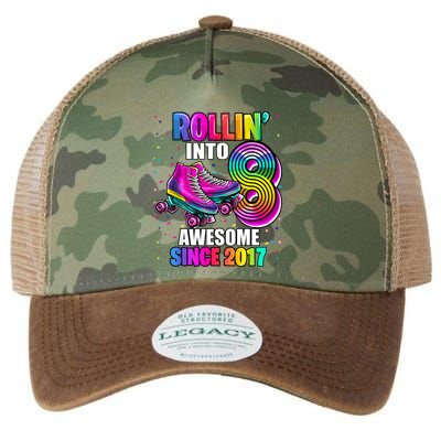 Birthday Roller Skating 8th Girl Rollin Into 8 Skate Party Legacy Tie Dye Trucker Hat