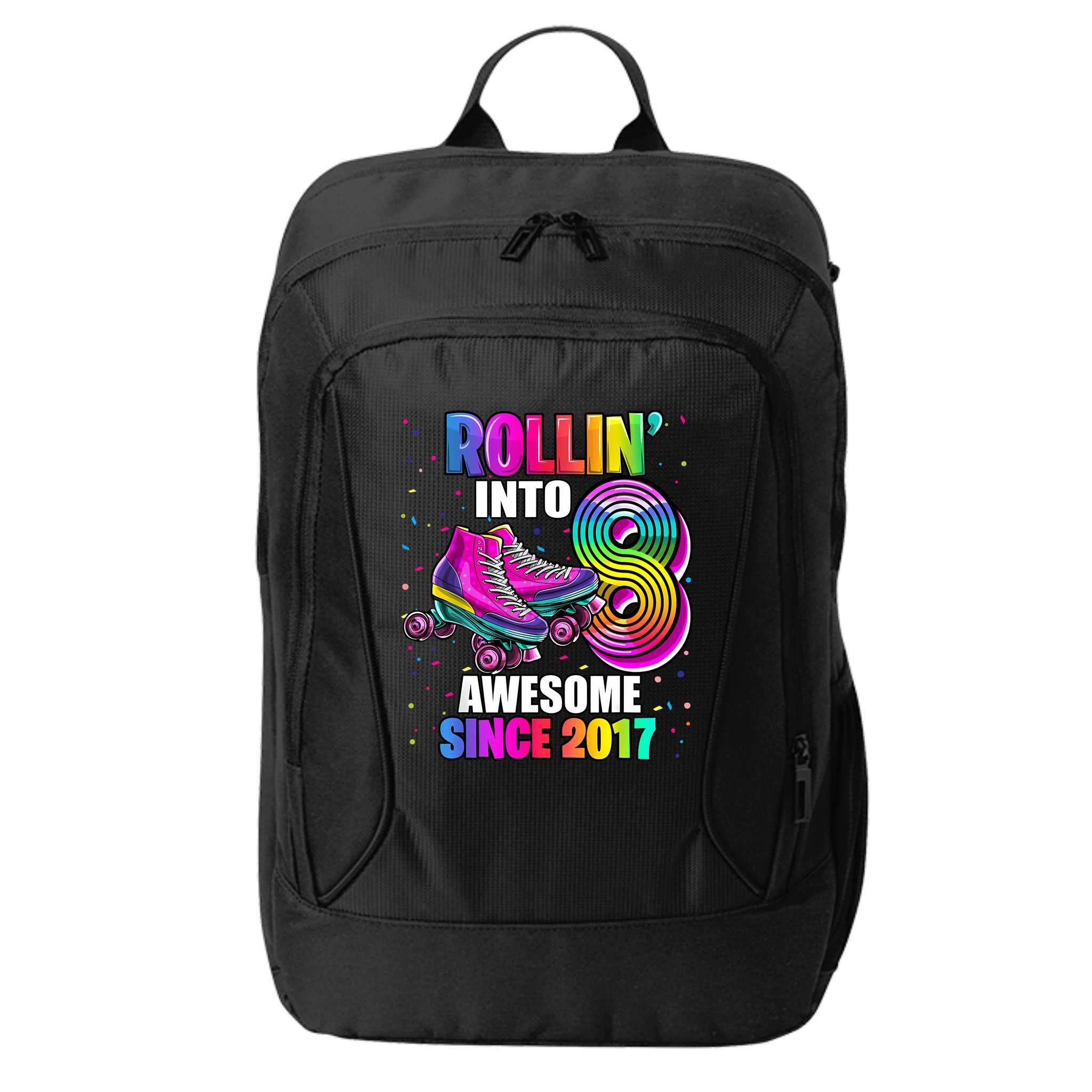 Birthday Roller Skating 8th Girl Rollin Into 8 Skate Party City Backpack