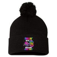 Birthday Roller Skating 8th Girl Rollin Into 8 Skate Party Pom Pom 12in Knit Beanie