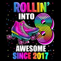 Birthday Roller Skating 8th Girl Rollin Into 8 Skate Party Pom Pom 12in Knit Beanie