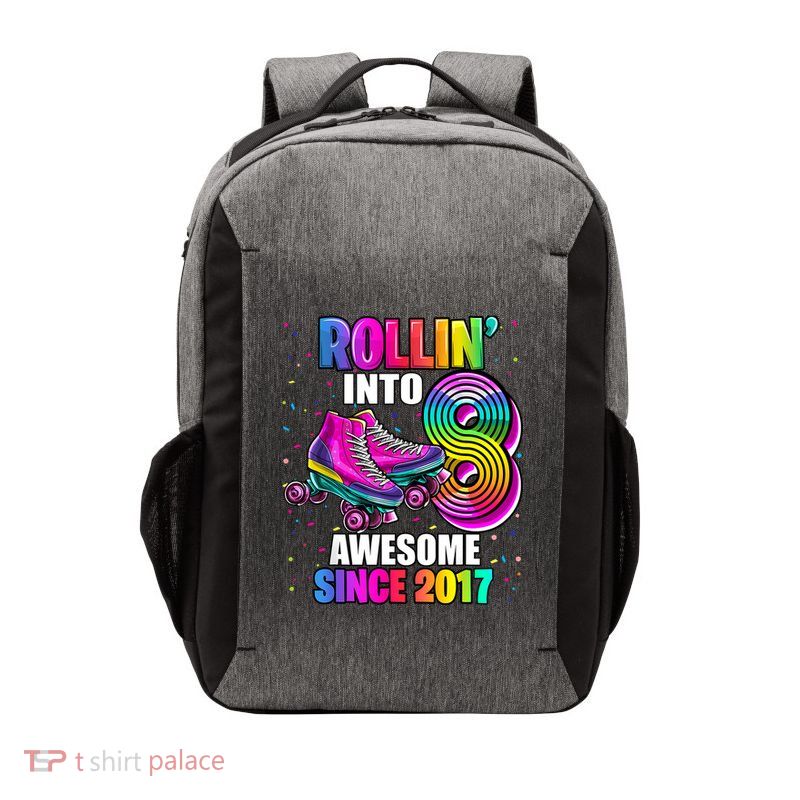 Birthday Roller Skating 8th Girl Rollin Into 8 Skate Party Vector Backpack