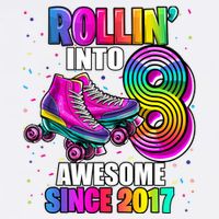 Birthday Roller Skating 8th Girl Rollin Into 8 Skate Party Cooling Performance Crew T-Shirt