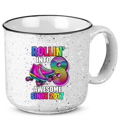 Birthday Roller Skating 8th Girl Rollin Into 8 Skate Party 15oz Campfire Ceramic Mug