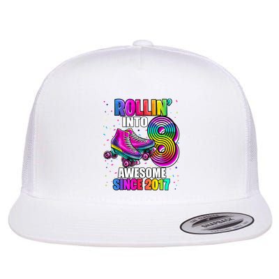 Birthday Roller Skating 8th Girl Rollin Into 8 Skate Party Flatbill Hat