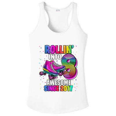 Birthday Roller Skating 8th Girl Rollin Into 8 Skate Party Ladies PosiCharge Competitor Racerback Tank