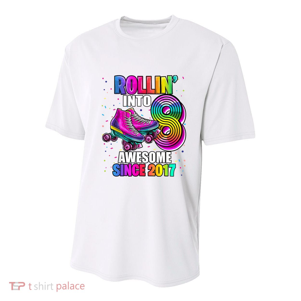 Birthday Roller Skating 8th Girl Rollin Into 8 Skate Party Youth Performance Sprint T-Shirt