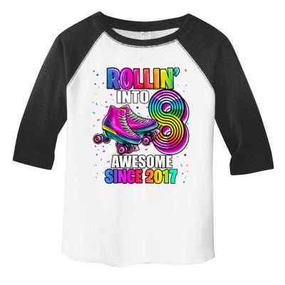 Birthday Roller Skating 8th Girl Rollin Into 8 Skate Party Toddler Fine Jersey T-Shirt