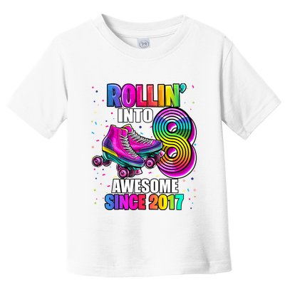 Birthday Roller Skating 8th Girl Rollin Into 8 Skate Party Toddler T-Shirt