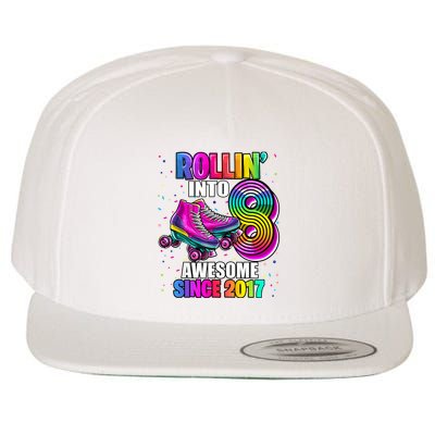 Birthday Roller Skating 8th Girl Rollin Into 8 Skate Party Wool Snapback Cap