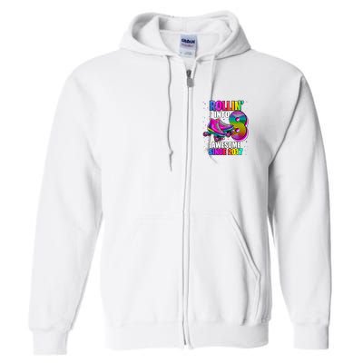 Birthday Roller Skating 8th Girl Rollin Into 8 Skate Party Full Zip Hoodie