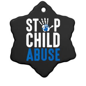 Blue Ribbon Stop Child Abuse Prevention Month Awareness Ceramic Star Ornament