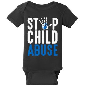 Blue Ribbon Stop Child Abuse Prevention Month Awareness Baby Bodysuit