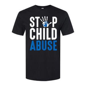 Blue Ribbon Stop Child Abuse Prevention Month Awareness Softstyle® CVC T-Shirt