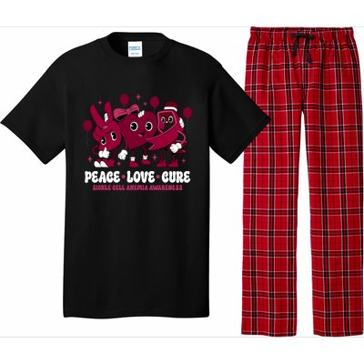 Burgundy Ribbon Survivor Groovy Sickle Cell Anemia Awareness Pajama Set