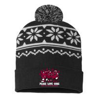 Burgundy Ribbon Survivor Groovy Sickle Cell Anemia Awareness USA-Made Snowflake Beanie