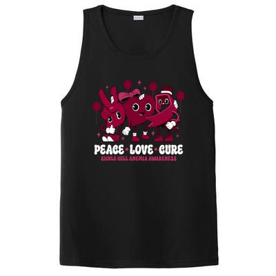 Burgundy Ribbon Survivor Groovy Sickle Cell Anemia Awareness PosiCharge Competitor Tank