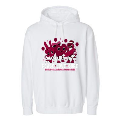 Burgundy Ribbon Survivor Groovy Sickle Cell Anemia Awareness Garment-Dyed Fleece Hoodie