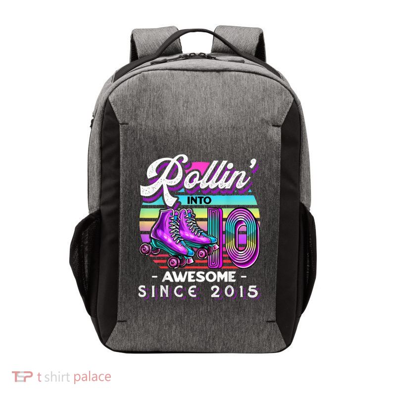 Birthday Roller Skating 10th Girl Rollin Into 10 Skate Party Vector Backpack