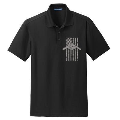 B21 Raider Stealth Bomber Patriotic Vintage American Flag Dry Zone Grid Polo