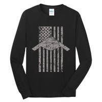 B21 Raider Stealth Bomber Patriotic Vintage American Flag Tall Long Sleeve T-Shirt