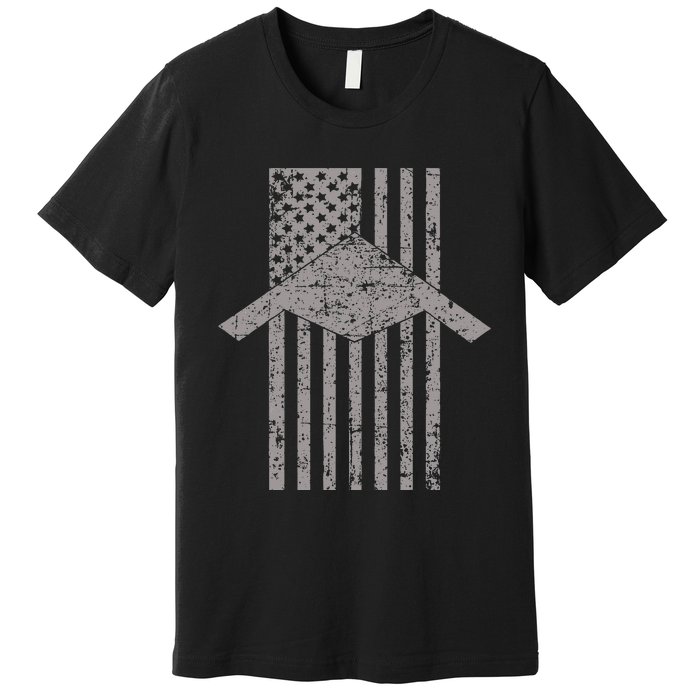 B21 Raider Stealth Bomber Patriotic Vintage American Flag Premium T-Shirt