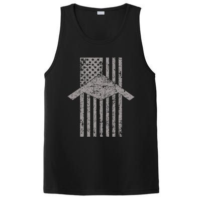 B21 Raider Stealth Bomber Patriotic Vintage American Flag PosiCharge Competitor Tank