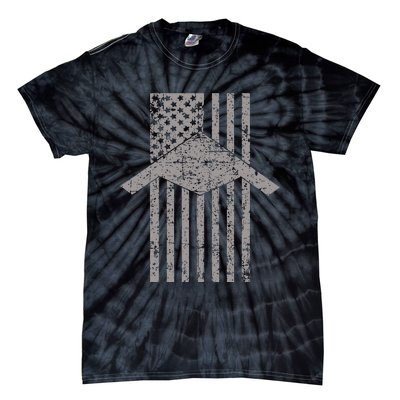 B21 Raider Stealth Bomber Patriotic Vintage American Flag Tie-Dye T-Shirt