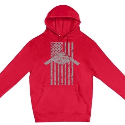 B21 Raider Stealth Bomber Patriotic Vintage American Flag Premium Pullover Hoodie