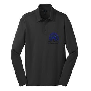 Blue Ribbon Support Squad Rainbow Colon Cancer Awareness Gift Silk Touch Performance Long Sleeve Polo