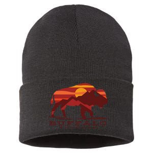 Buffalo Roundup State Park South Dakota Sunset Sustainable Knit Beanie