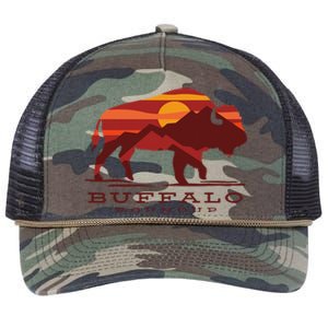 Buffalo Roundup State Park South Dakota Sunset Retro Rope Trucker Hat Cap