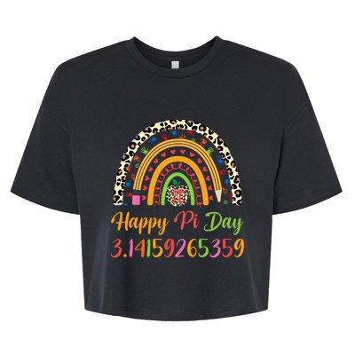 Boho Rainbow Spiral Pi Math Teacher 3 14 Happy Pi Day Great Gift Bella+Canvas Jersey Crop Tee