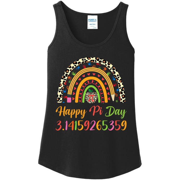 Boho Rainbow Spiral Pi Math Teacher 3 14 Happy Pi Day Great Gift Ladies Essential Tank