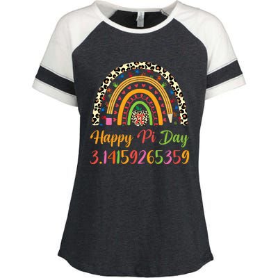 Boho Rainbow Spiral Pi Math Teacher 3 14 Happy Pi Day Great Gift Enza Ladies Jersey Colorblock Tee