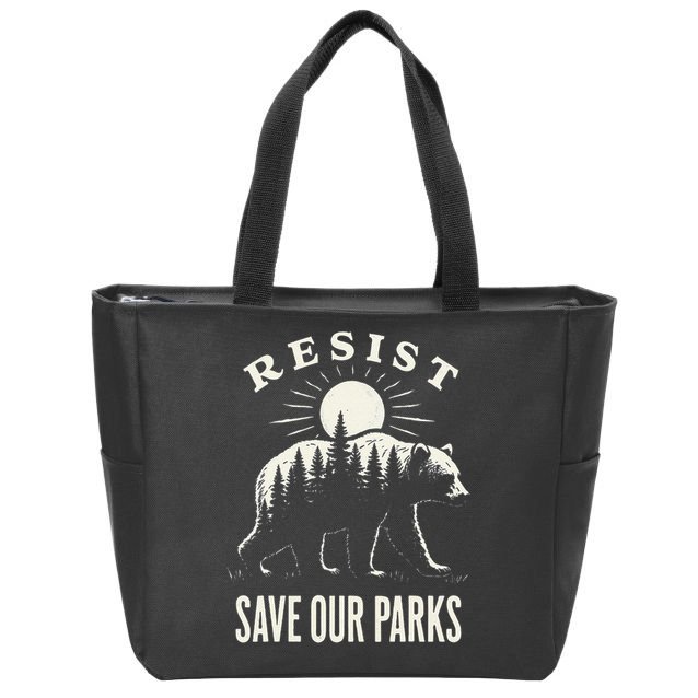 Bear Resist Save Our Parks Zip Tote Bag