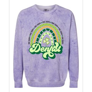 Boho Rainbow Shamrock One Lucky Dentist St Patricks Day Funny Gift Colorblast Crewneck Sweatshirt