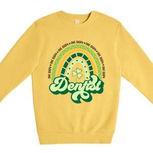 Boho Rainbow Shamrock One Lucky Dentist St Patricks Day Funny Gift Premium Crewneck Sweatshirt