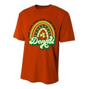 Boho Rainbow Shamrock One Lucky Dentist St Patricks Day Funny Gift Performance Sprint T-Shirt